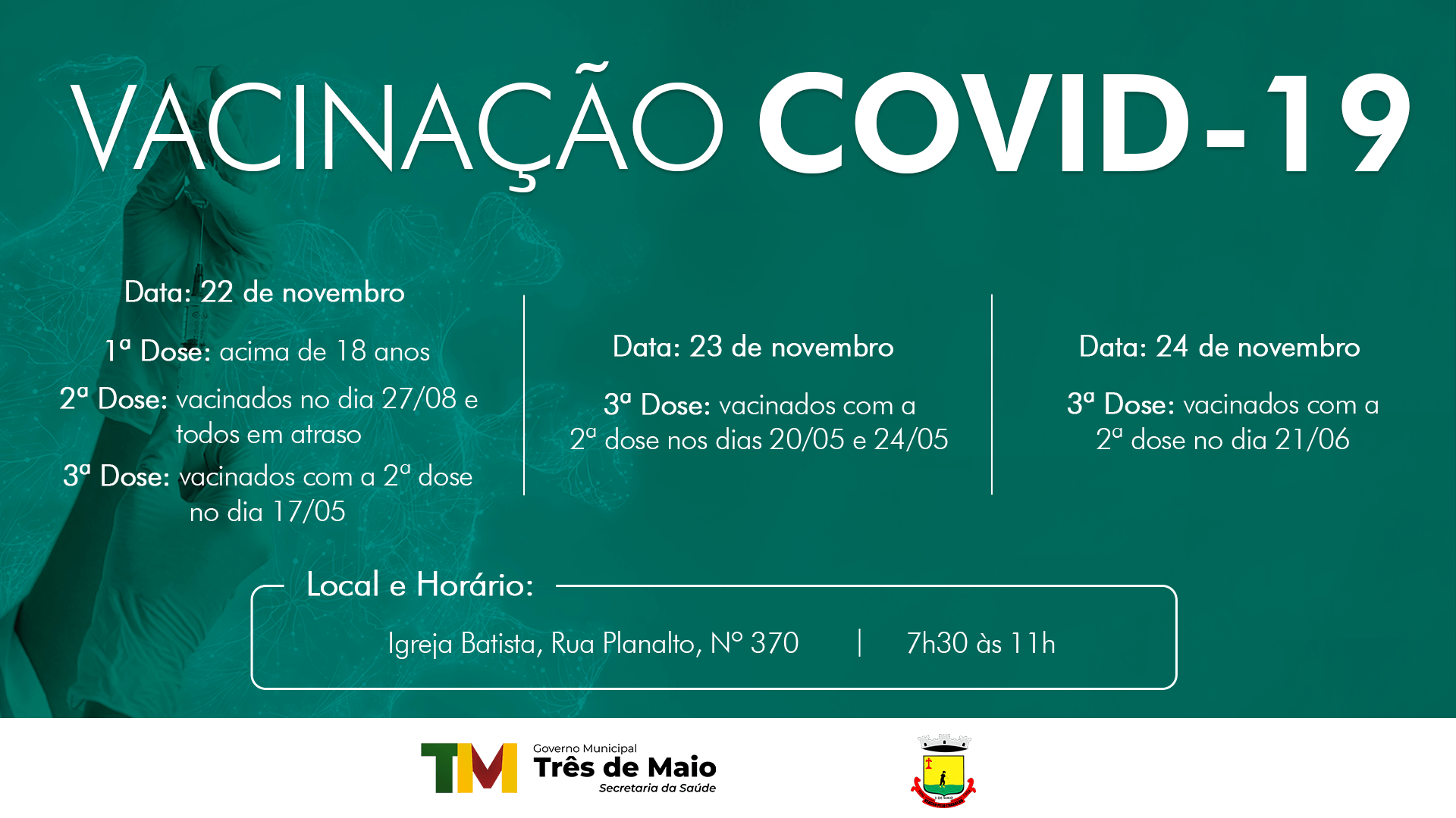 IMUNIZAÇÃO CONTRA A COVID-19 OCORRE NA PRÓXIMA SEMANA